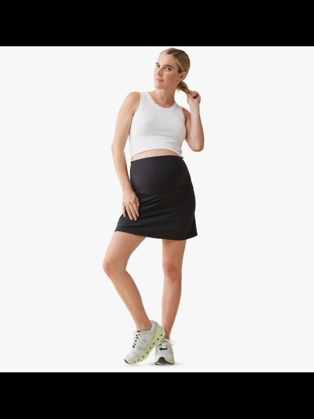 Ingrid and Isabel Maternity Black Stretch Skort - Sleek Everyday Comfort size lg